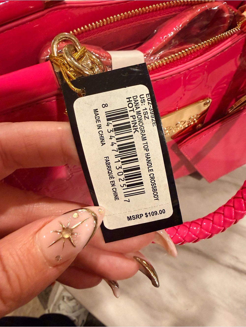 NWT BEBE DANA MONOGRAM TOP HANDLE CROSSBODY HOT PINK BAG W CARD HOLDER - Picture 6 of 6